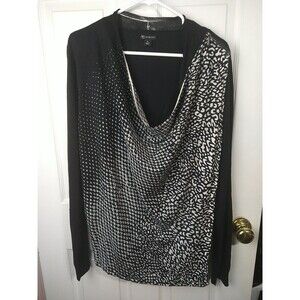 New Direction Sweater Woman XL Wrap Zip Shoulder Geometric Dot Long Sleeve